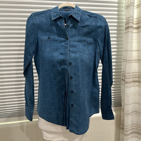 Brooks Brothers Button Down Linen Blouse sz 2 - Picture 1 of 4